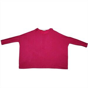 Bryn Walker Womens Alan Tunic Top M Fuchsia Long Sleeve Oversized Lagenlook Boho